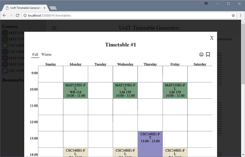 Uoft Timetable Generator